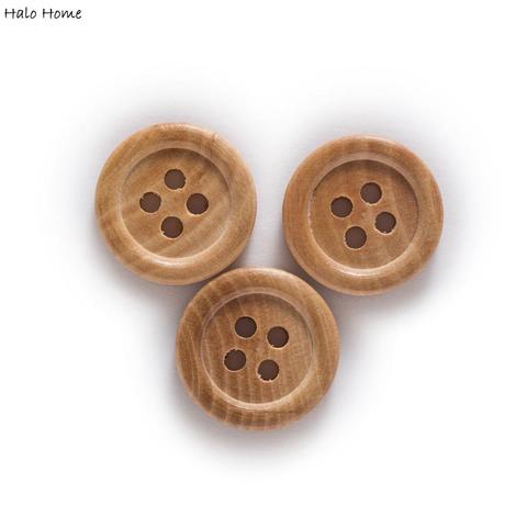 2 trous bois grain solide boutons en bois couture Scrapbook vêtements artisanat cadeau veste Blazer chandails travail manuel accessoires 10-25mm ► Photo 1/3