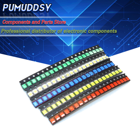 5 valeurs * 20 pièces = 100 pièces 3528 1210 SMD Kit LED rouge/vert/bleu/jaune/blanc 20 pièces chaque Diode LED 3.5*2.8*1.9mm ► Photo 1/1