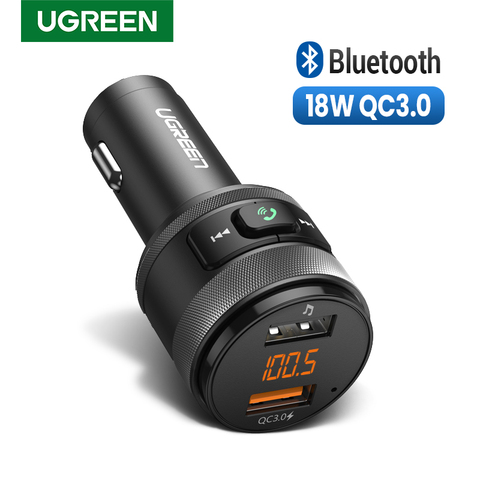 UGREEN Bluetooth FM transmetteur rapide 3.0 chargeur de voiture Bluetooth 4.2 adaptateur Radio sans fil double USB chargeur de voiture rapide ► Photo 1/6