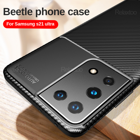 Coque de téléphone Samsung en Silicone, Texture Fiber de carbone, pour Samsung Galaxy S21 Ultra On Samsung S20 FE S21 Plus Note 20 5G ► Photo 1/6