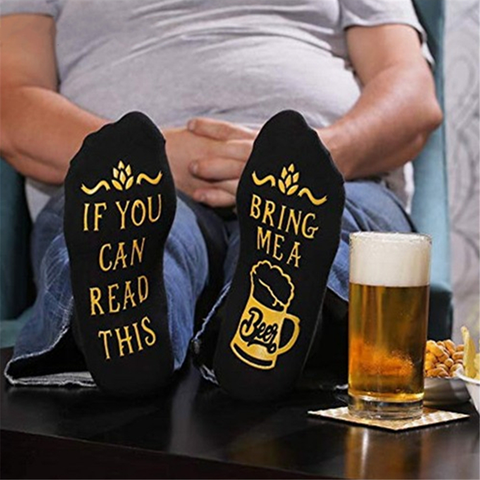 2022 nouveau cadeau d'art nouveauté humour mots chaussettes drôles si vous pouvez lire ceci apportez-moi une bière motif Hipster Rock Punk Club Sox ► Photo 1/6