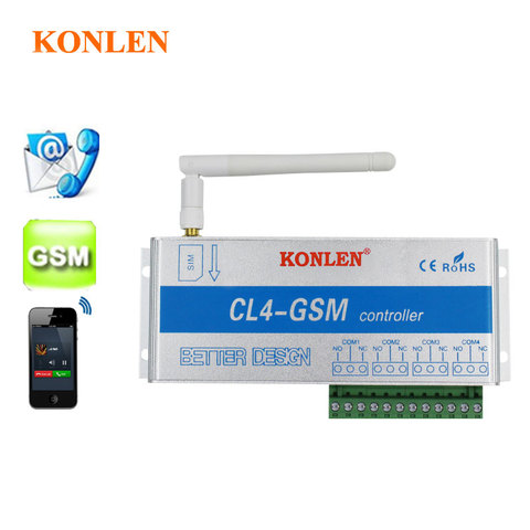 4 canaux Gsm Relais Commutateur Appel Sms Télécommande Lumière, Rideaux, Porte de Garage, et la Pompe À eau de la Maison Intelligente. konlen ► Photo 1/6