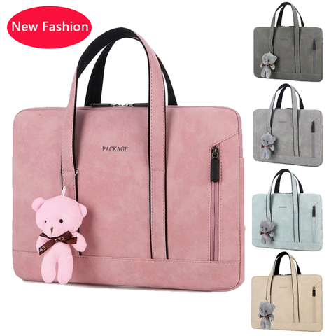 Sac d'ordinateur portable 13 14 15 15.6 pouces sac à main femmes sac d'ordinateur portable pour Macbook Pro Air 13 étui Xiaomi Asus PU cuir de luxe sac d'ordinateur ► Photo 1/6