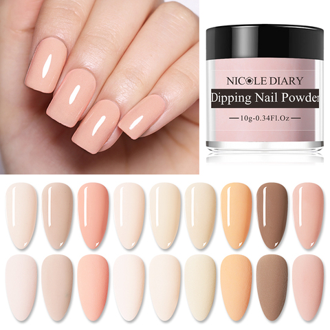 NICOLE journal 10g acrylique Dip poudre nue couleurs nues ongles poudre poussière Pigment naturel sec sans lampe durci Nail Art décoration ► Photo 1/6