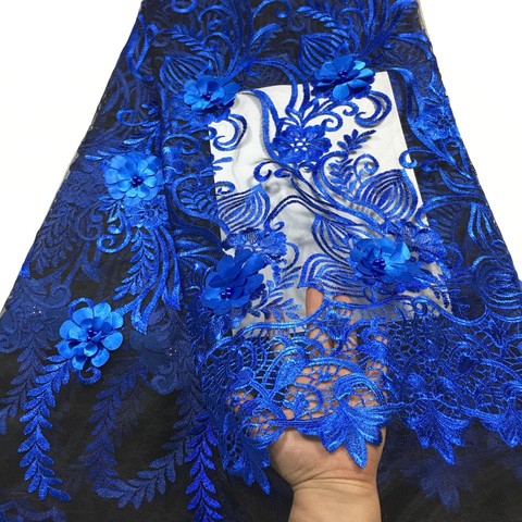 5 yards 3d africain dentelle tissu 2022 haute qualité dentelle avec perles, français nigérian lacets tissus pour robe couture vêtements L2712 ► Photo 1/6