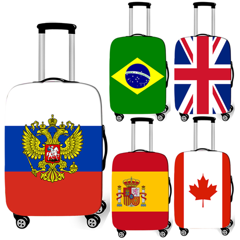 Housse de bagage anti-poussière avec drapeau national russe, espagne et royaume-uni, housse de protection pour valise de voyage ► Photo 1/6