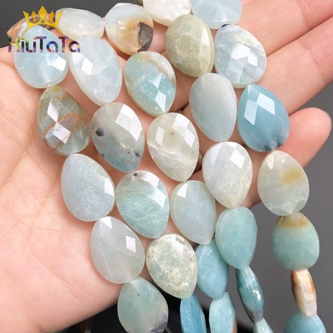 Perles en Amazonite naturelle, en forme de goutte d'eau, à facettes amples, pour la fabrication de bijoux, Bracelet à bricoler soi-même goujons d'oreilles, accessoires, 13*18mm ► Photo 1/6