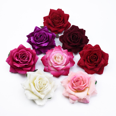 Grandes roses artificielles 10CM, 2 pièces, couronne de fleurs décoratives pour noël, liquidation d'accessoires de mariage ► Photo 1/6