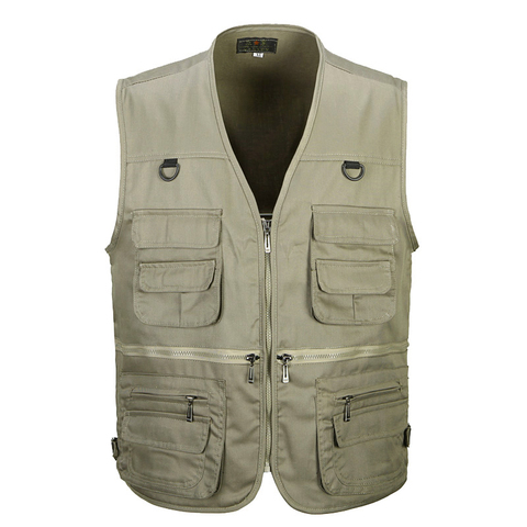 Gilet multi-poches en coton pour homme, veste sans manches mince avec plusieurs poches, photographe Baggy, nouvelle collection d'été décontracté ► Photo 1/6