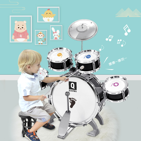 Kit de batterie Junior pour enfants, Simulation de batterie de Jazz, Instrument de musique à Percussion, jouets de développement de la sagesse, tambour de conversion ► Photo 1/6