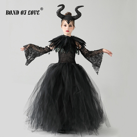 Déguisement d'halloween pour enfants noir diable Tutu Costume gothique filles fantaisie Tutu robe avec plume châle Cosplay Costume ► Photo 1/6