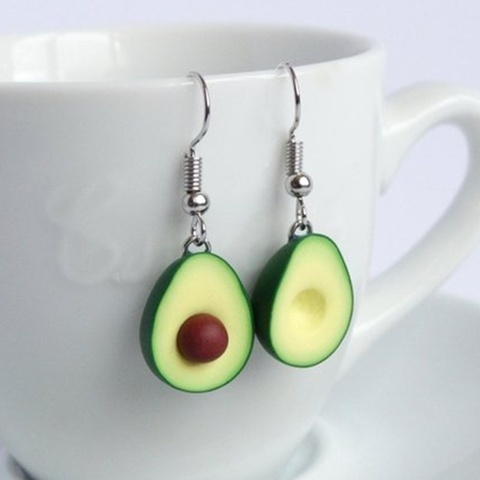 Boucles d'oreilles en forme de fruit vert pour femmes, avocat, nourriture, bijoux amusants pour femmes ► Photo 1/2
