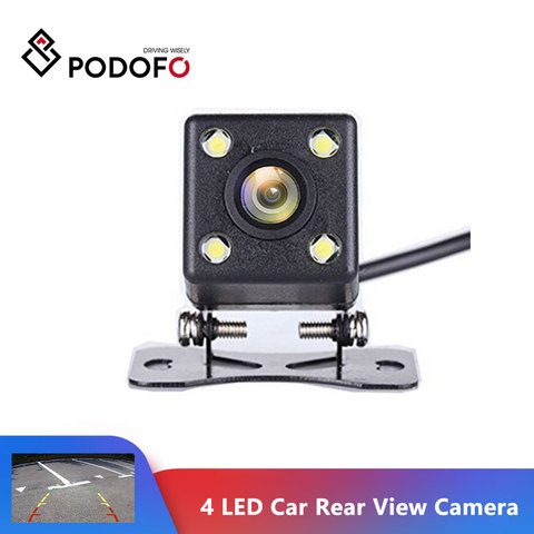 Podofo caméra de vue arrière de voiture IP68 étanche 4 led Vision nocturne grand Angle de vue arrière aide au stationnement arrière caméras de sauvegarde ► Photo 1/6