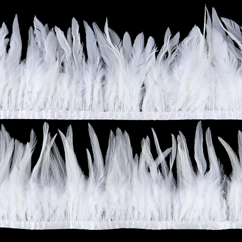 Plumes de coq naturelles blanches de 1 mètre, ruban de 15-20 cm/6-8 pouces, plume de faisan, frange de selle, décor de carnaval ► Photo 1/6