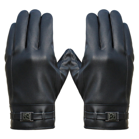 Gants d'hiver pour hommes en cuir lavé écran tactile gants chauds coupe-vent équitation Plus velours affaires mitaines élégant ► Photo 1/6