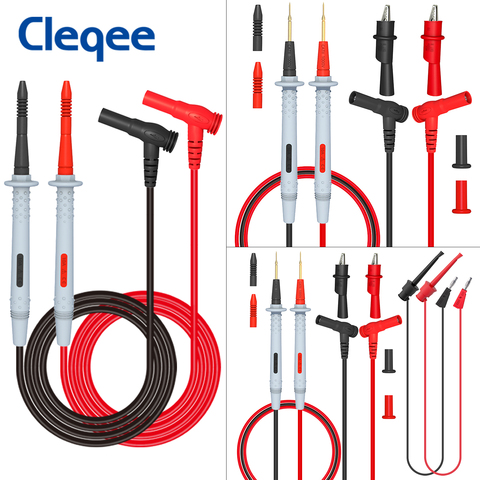 Cleqee – Kit de fils de Test pour sondes multimètre, fiche banane de 4mm vers aiguille pointue/crochet de Test de 1mm, 1506 V, 10A, P1506C, série 1000 ► Photo 1/6