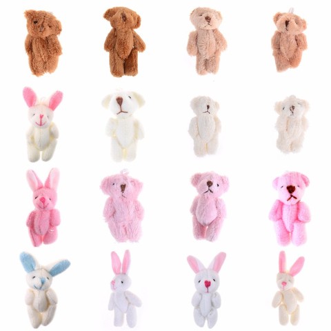 3.5/4/4.5/6/8cm doux en peluche lapin ours Mini Joint lapin ours pendentif pour porte-clés Bouquet jouet poupée bricolage ornements cadeaux ► Photo 1/6