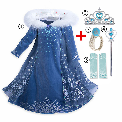 4 7 8 9 10 ans Elsa Robe Enfants Jeu de Rôle Costume Princesse Cendrillon Filles Robe De Bal Parti De Noël cosplay Robe Bleu ► Photo 1/6