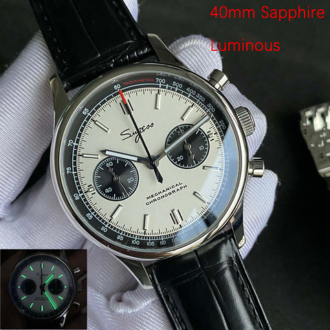 40mm hommes armée montre 1963 pilote mécanique Sugess Panda montre-bracelet saphir Air Force montres chronographe officiel st1901mouvement ► Photo 1/6