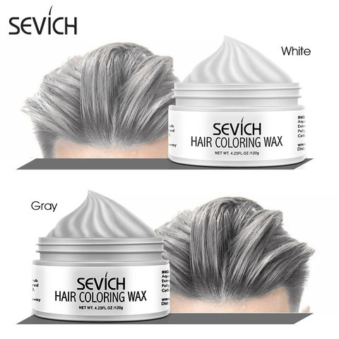 Coloration temporaire des cheveux à usage unique, pâte gel colorant, pour hommes, cire colorante, gris argenté ► Photo 1/6