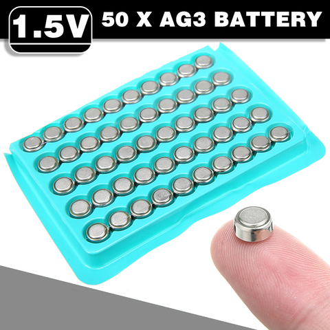 Piles bouton en Lithium, 50 pièces, 1.5V, AG3, LR41 SR41, pièces de monnaie, accessoires pour montre intelligente, calculatrice ► Photo 1/6