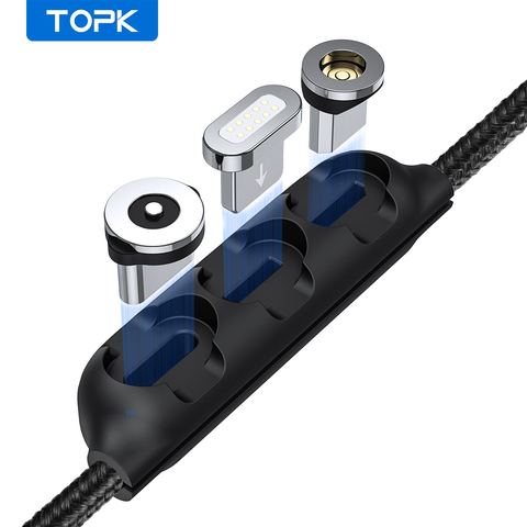 TOPK universel magnétique câble bouchons boîtier Micro USB Type C Portable boîte de rangement adaptateur USB C aimant connecteur tête accessoires ► Photo 1/6