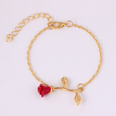 Bracelet Rose rouge de tempérament, classique avec des fleurs, chaîne, 3 couleurs, pour femmes, bijoux, cadeau, 2022 ► Photo 1/6