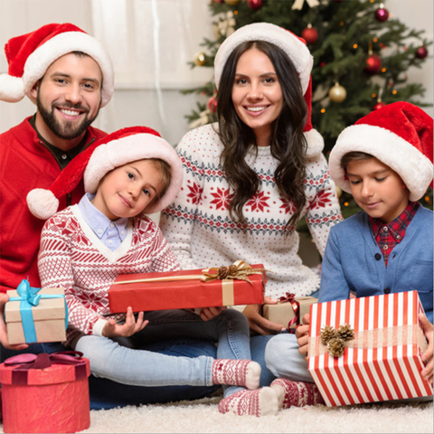 Chapeau de noël pour enfants et adultes, chapeaux de noël en peluche épais pour le nouvel an, cadeau pour noël, chapeau chaud pour la maison ► Photo 1/6