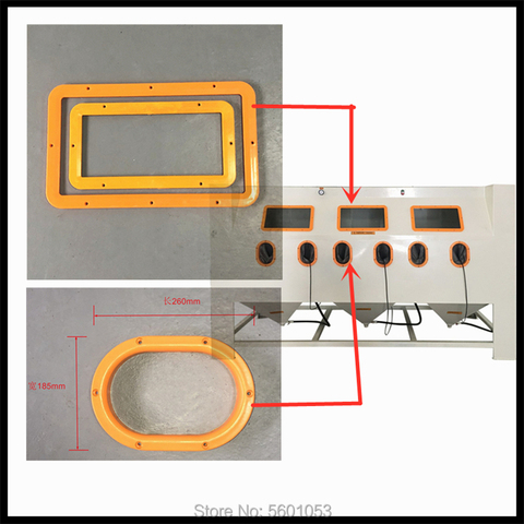 Sandblaster-Machine de sablage, armoire, cadre de fenêtre en verre, gants de sablage, support joint torique ► Photo 1/6