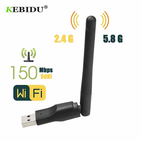 Kebidu-adaptateur USB 2.4 2.0 GHz, 150 mb/s, carte réseau sans fil avec antenne, Chipset, Ralink MT-7601, pour ordinateur portable et PC, vente en gros ► Photo 1/6