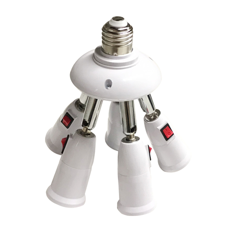 Support de lampe avec interrupteur marche/arrêt, répartiteur E27 3 en 1/4 en 1/5 en 1, prise de convertisseur de lumière rotative réglable à 360 degrés ► Photo 1/6