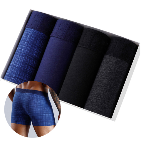 4 pièces/ensemble impression boxeurs hommes culottes hommes caleçons hommes sous-vêtements en coton pour hommes Boxer Shorts Boxershorts Sexy famille Calecon ► Photo 1/6