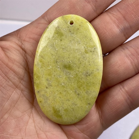 Collier avec pendentif en pierre naturelle de moutarde ovale, pour la fabrication de bijoux, taille 35x55mm ► Photo 1/6