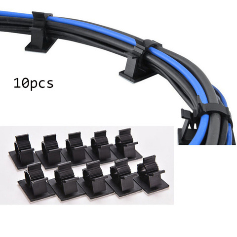 10 pièces réglables 16mm noir adhésif soutenu Nylon fil câble Clips pinces organisateur enrouleur couverture pare-soleil accessoires de bureau ► Photo 1/6