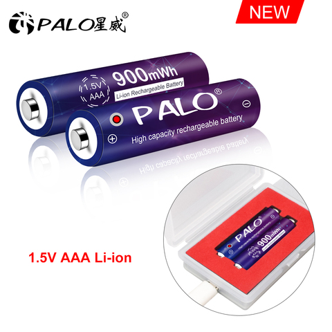 PALO 1.5v AAA Li-ion batterie 900mWh 1.5V lithium AAA batterie rechargeable pour télécommande jouet lumière + 2 fentes usb chargeur ► Photo 1/6