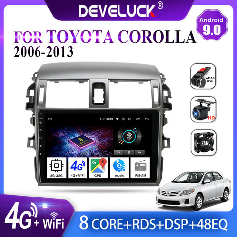 Autoradio Android 9.0, Navigation GPS, lecteur multimédia vidéo, DVD, stéréo, 2 din, pour voiture Toyota Corolla E140 E150 2006 2007 – 2013 ► Photo 1/6