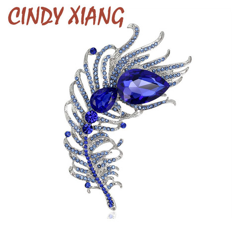 CINDY XIANG grand cristal plume Style broches pour femmes grandes épingles de déclaration haute qualité accessoires de fête costume accessoires ► Photo 1/6