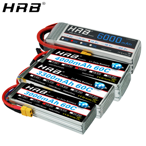 HRB-batterie XT60 14.8 1800 mah, 2200mah, 2600mah, 3000mah, 3300mah, 4000mah, 5000mah, 6000mah, 10000mah, 12000mah, 22000mah ► Photo 1/6