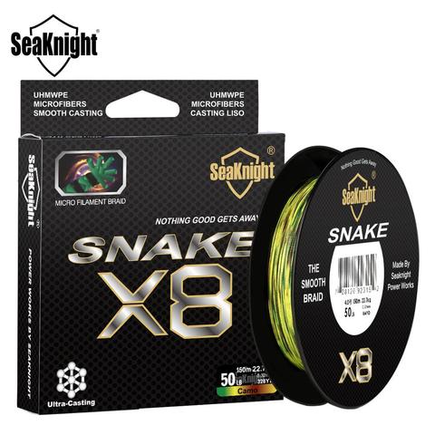 SeaKnight SNAKE8 8 brins tressé PE ligne 150M 300M 15-100LB forte Multifilament Camouflage ligne de pêche pour la pêche à la tête de serpent ► Photo 1/6