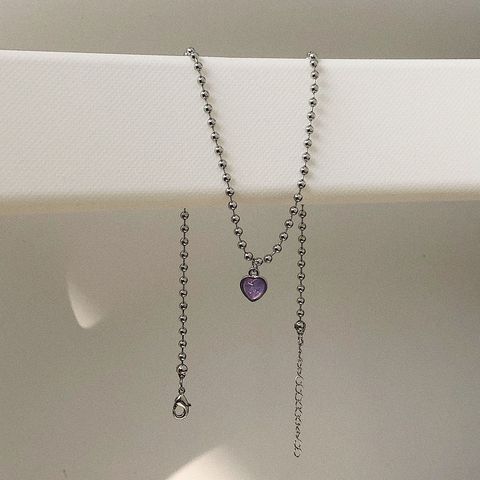 2022 Kpop nouvelle fée esthétique violet amour coeur pendentif perle chaîne collier pour femmes Egirl amis Goth Halloween bijoux cadeaux ► Photo 1/6