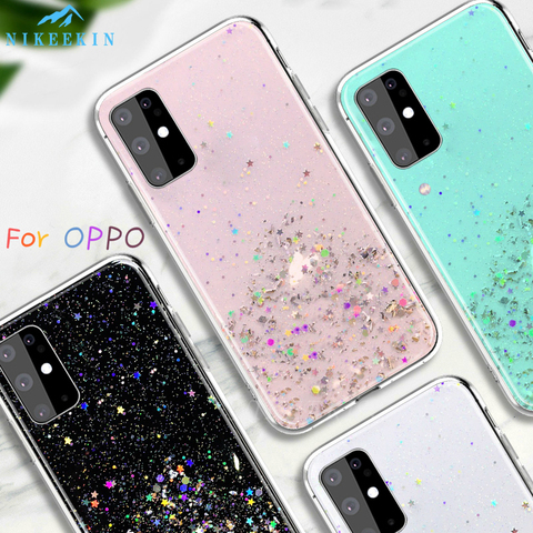 Pour OPPO C11 A31 A52 A72 A92S Realme X2 Pro 6 Pro C2 housse à paillettes souple pour OPPO A5 A9 2022 Reno 4 Pro Ace 2Z étui Transparent ► Photo 1/6