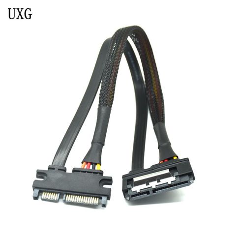 Câble d'extension SATA 3 III, 6 Gb/s, 22 broches mâle vers femelle, 7 + 15 broches, alimentation HDD ► Photo 1/6