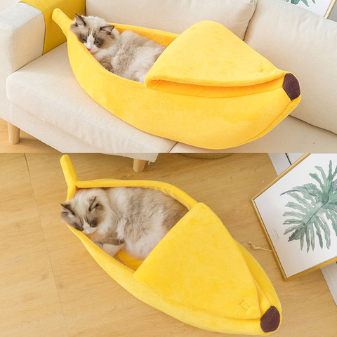 Lit banane amusant pour chat, mignon et confortable, accessoire pour chien, panier chaud, Durable, Portable, pour animal de compagnie, pour niche, coussin pour chien, multicolore ► Photo 1/6