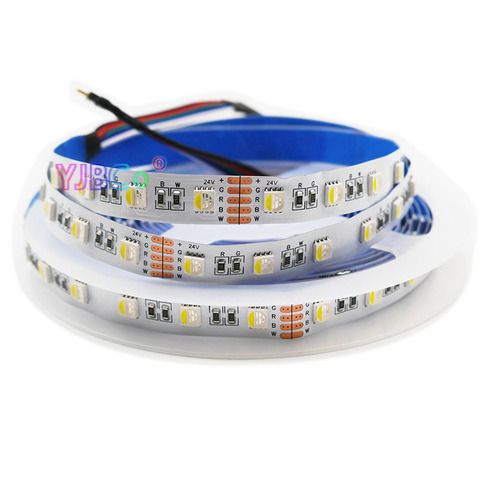 Bande lumineuse LED RGBW/RGBWW, SMD 5050, 5 M/lot, DC12V 24V;4 couleurs dans 1 puce led; 60 diodes/m 300 diodes, étanche IP30/65/IP67, flexible ► Photo 1/5