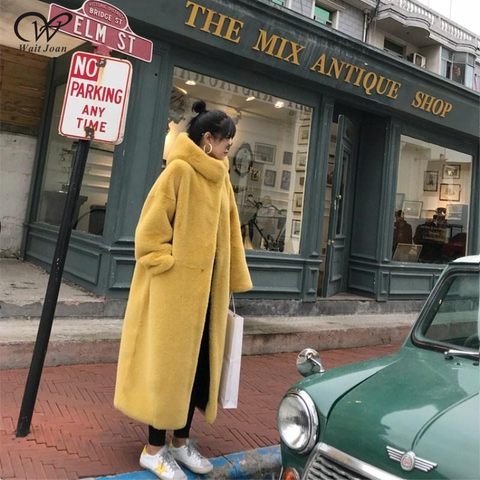 Hiver Faux vison manteau de fourrure femmes hiver Long manteau 2022 femme à capuche épais chaud fausse fourrure veste dames en vrac en peluche manteau surdimensionné ► Photo 1/6