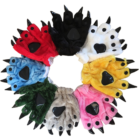 Kigurumis-gants en peluche avec patte d'animaux, pour spectacle de fête d'halloween, pour chat de dinosaure, griffes et griffes ► Photo 1/6