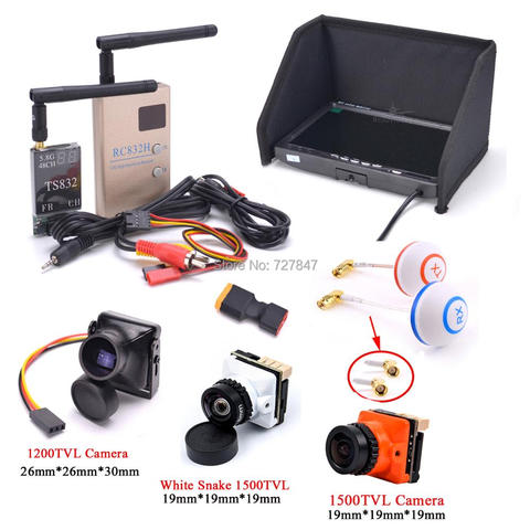 FPV Kit Combo système 1200TVL caméra + 5.8 Ghz 600 mw 48CH TS832 RC832S RC832 + 7 pouces LCD 1024x600 moniteur IPS pour FPV F450 S500 ► Photo 1/6