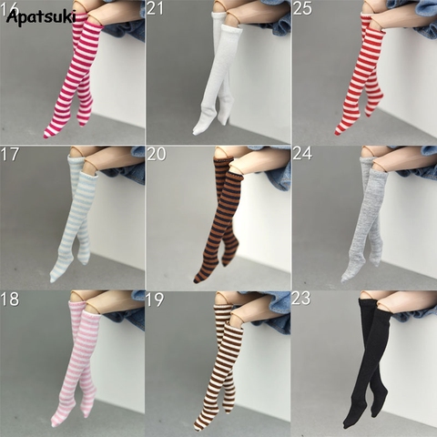 1 paire rayure jambières longues chaussettes pour Barbie poupée accessoires pour Blythe poupée bas 1/6 BJD poupée bricolage jouets pour enfants mignon ► Photo 1/6