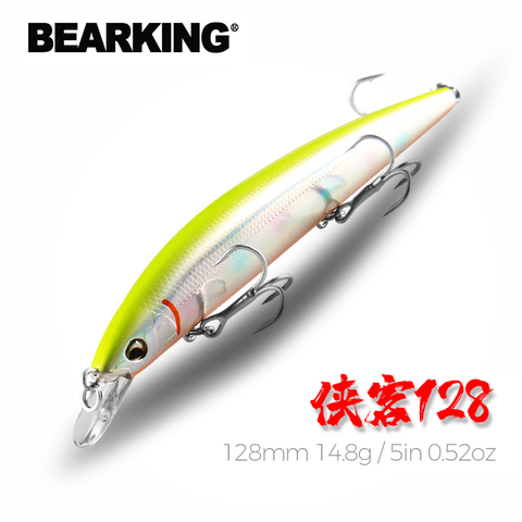 BEARKING-leurres de pêche durs, appâts, ménés en 6 couleurs, qualité professionnelle, profondeur 0,5 à 1m, 128mm, 15g ► Photo 1/6