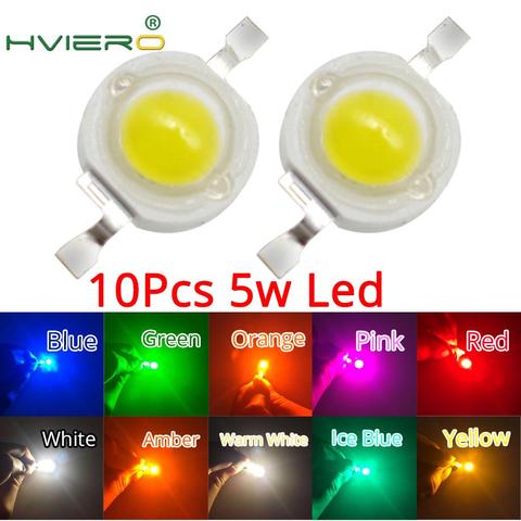 Ampoule LED 5W, 10 pièces, puce haute puissance, émetteur de perles lumineuses, blanc chaud, jaune, vert, rose, rouge, 45mil, 2.2 ~ 7V, 180-550LM, 6500 nm ~ K ► Photo 1/6